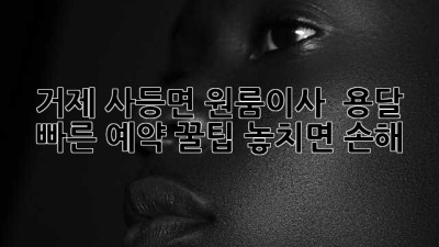 거제 사등면 원룸이사 🚀 용달 빠른 예약 꿀팁! 놓치면 손해🤫